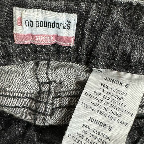 00s Mirco Mini Black Denim Jean Skirt Pocket Design Studded Cyber Y2K Size 5 - Picture 7 of 7